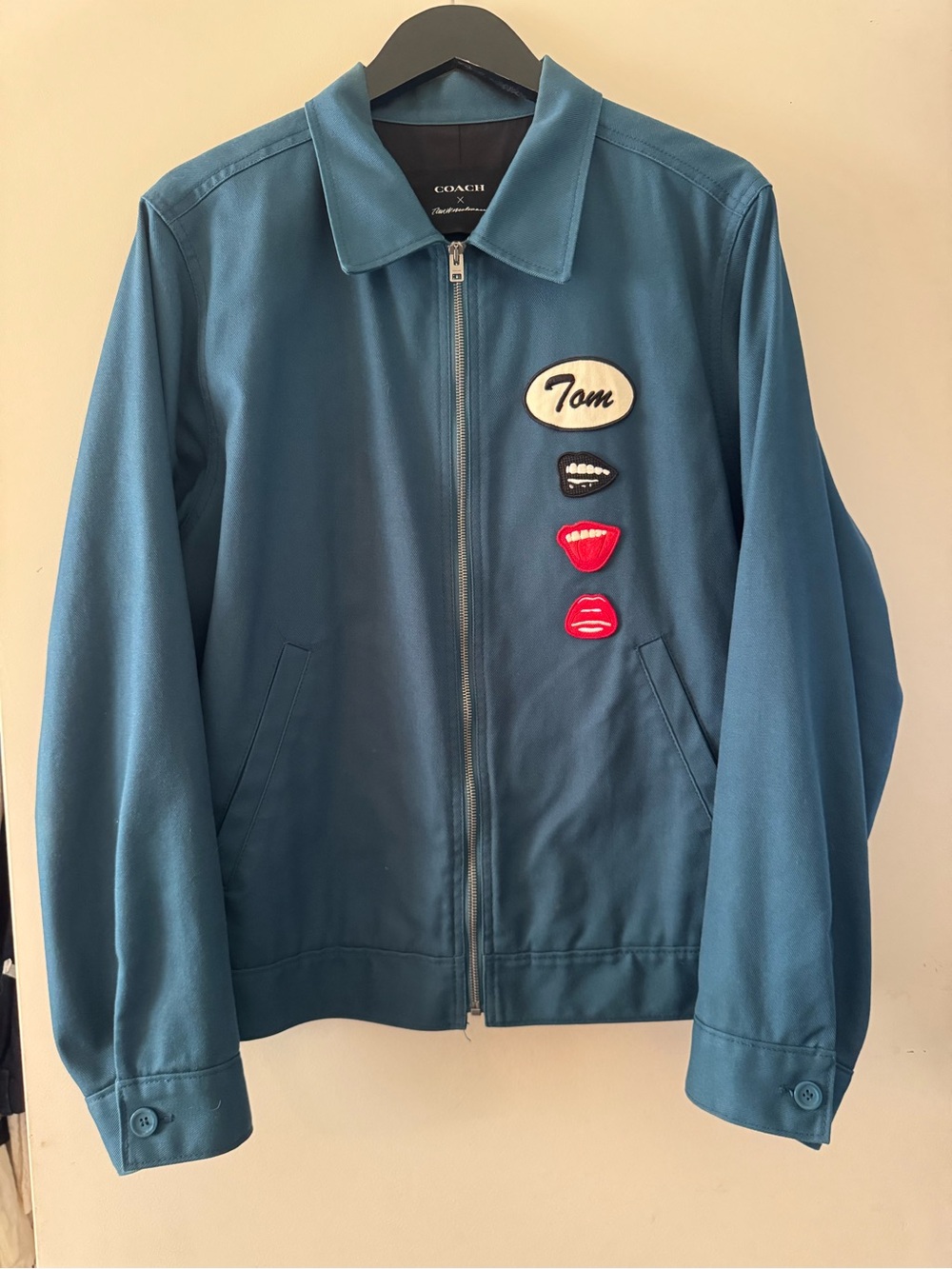 Coach Tom Wesselmann Teal Jacket Lip Patch zip jacket